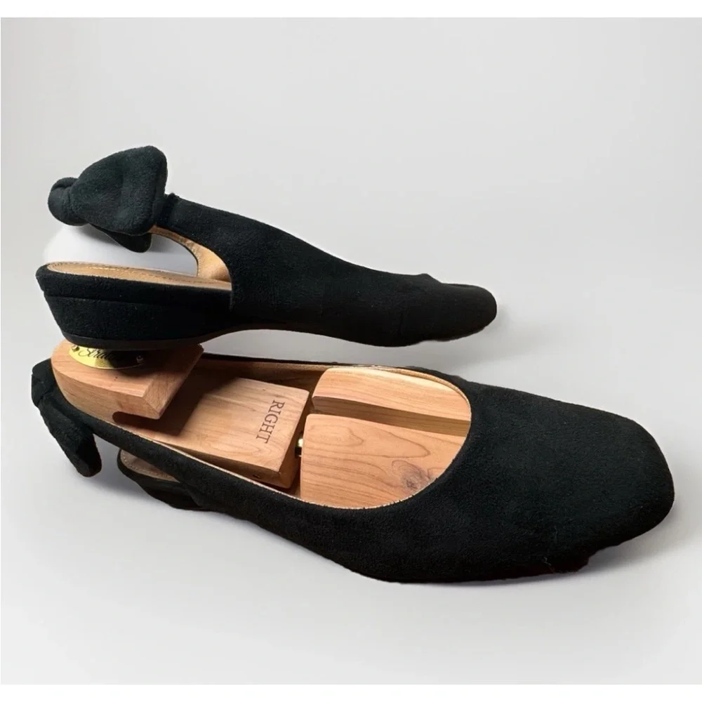 comfortview Black Bow Back Slingback Flats